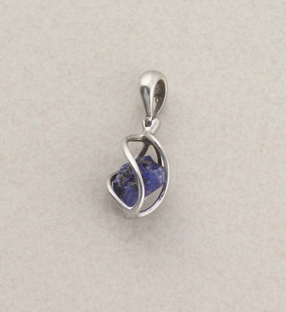 Pendant Only Sterling Silver Raw Amethyst Cage Pendant 1 1/4" x 1/2"
